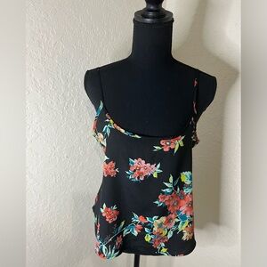 Ambiance Apparel Women’s Floral Open Back Tank/Top Black Size Small